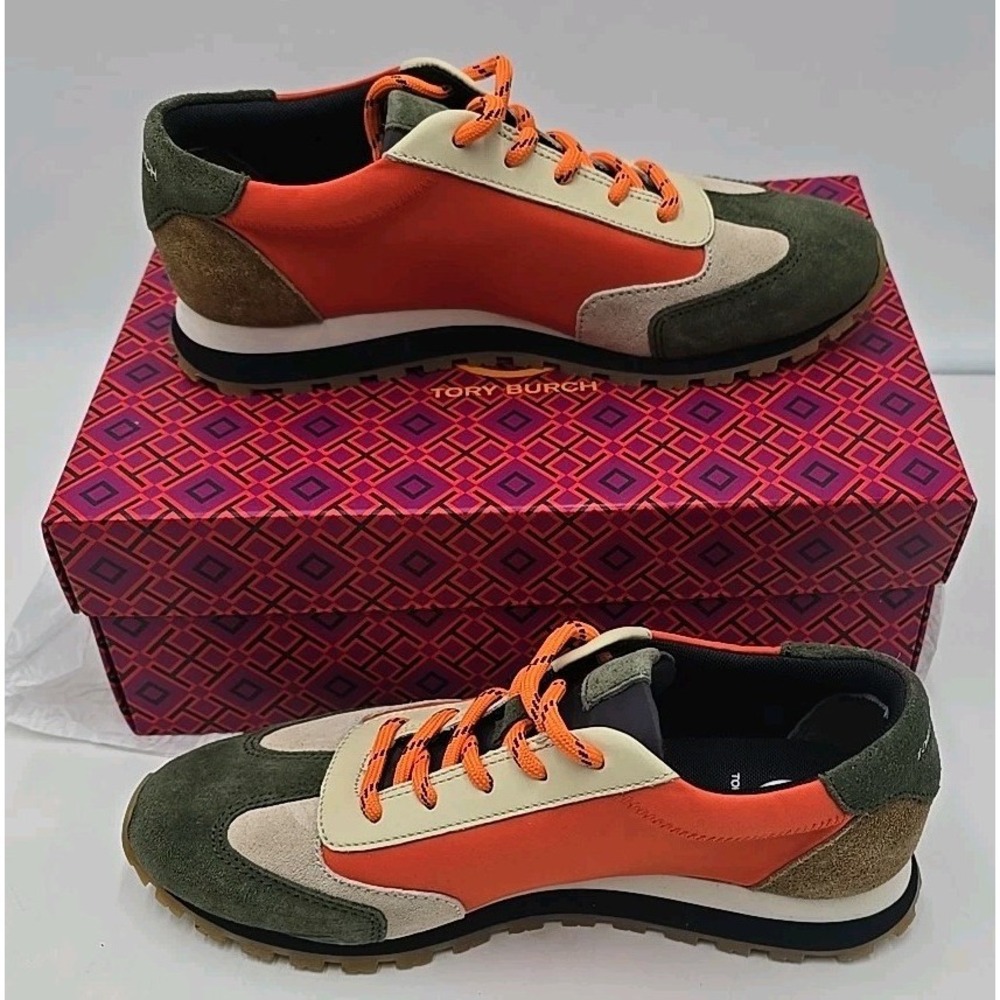 Tory Burch Annie Nylon Runner Women's Designer Sneakers Shoes 7 Kola Suede - Picture 4 of 9